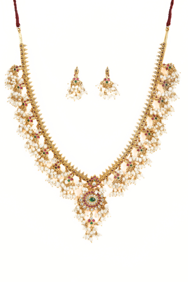 Parnika Necklace - 925 silver gold polish