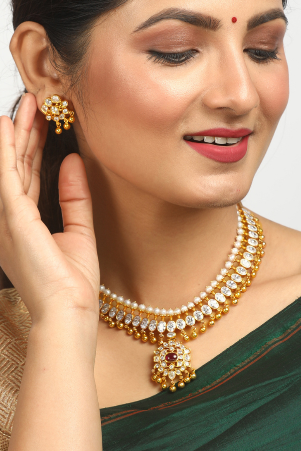 Parvi Necklace - 925 silver gold polish