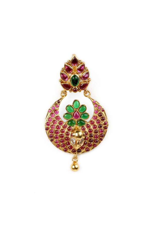 Peacock Chandbali pendant and earring - 925 silver gold polish