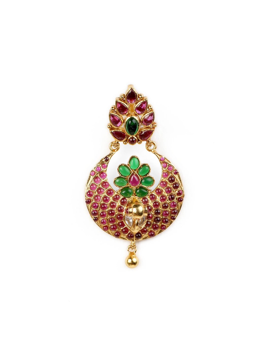 Peacock Chandbali pendant and earring - 925 silver gold polish