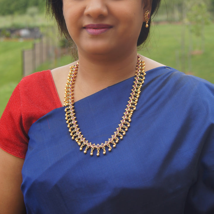 Poojitha Necklace - 925 silver gold polish