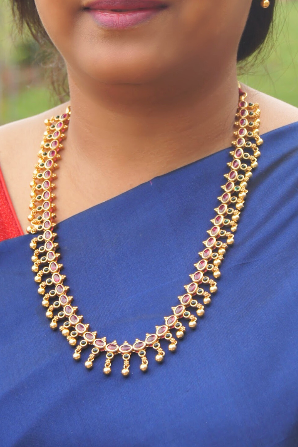 Poojitha Necklace - 925 silver gold polish