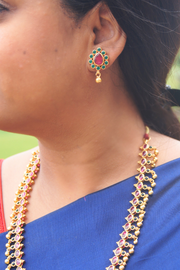 Poojitha Necklace - 925 silver gold polish