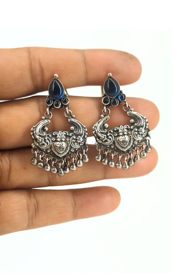 Poshika Simhamura Earring - 925 oxidized silver