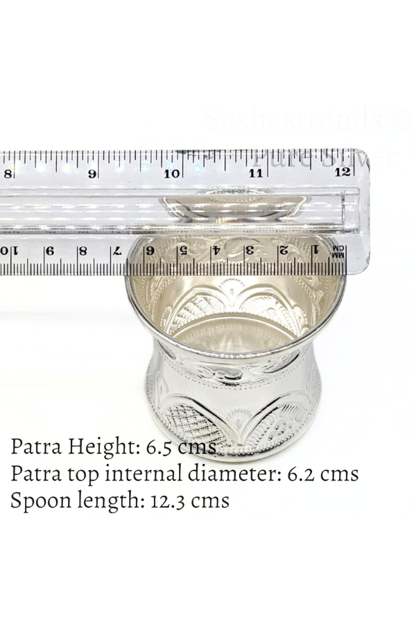 Pure Silver Panchapatra set - 925 silver gift items- pooja items for home, return gift for Navaratri & housewarming