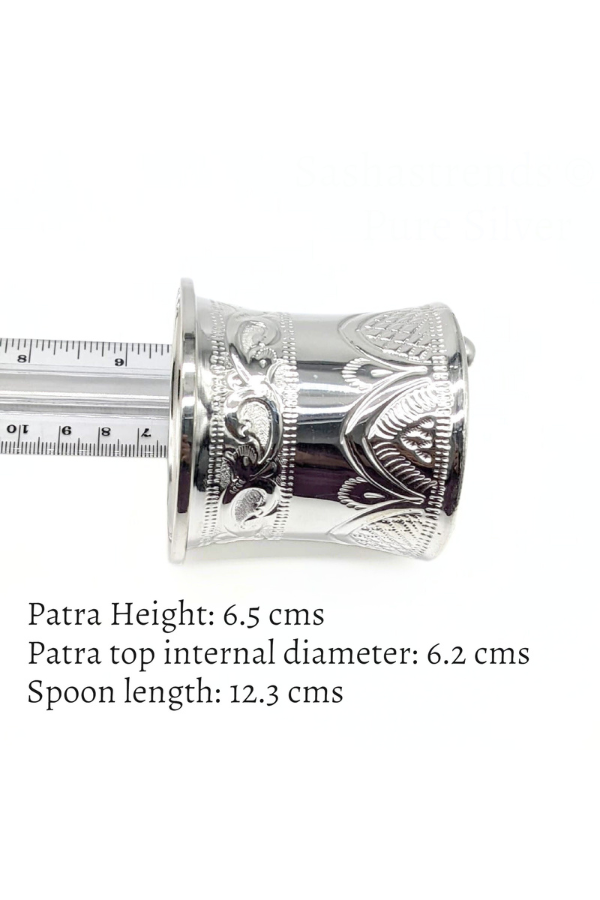 Pure Silver Panchapatra set - 925 silver gift items- pooja items for home, return gift for Navaratri & housewarming