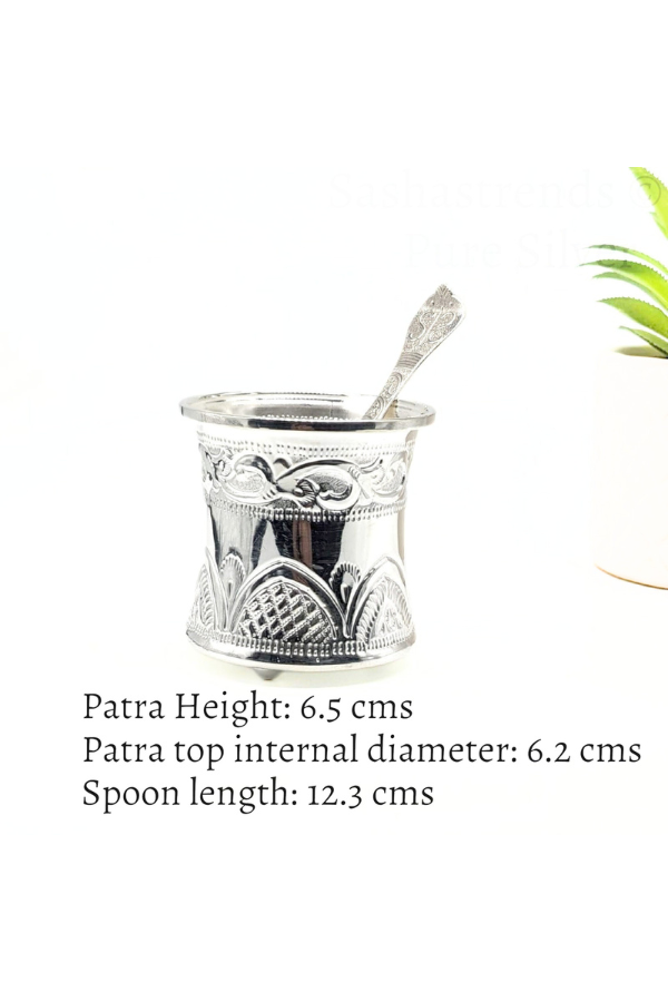 Pure Silver Panchapatra set - 925 silver gift items- pooja items for home, return gift for Navaratri & housewarming
