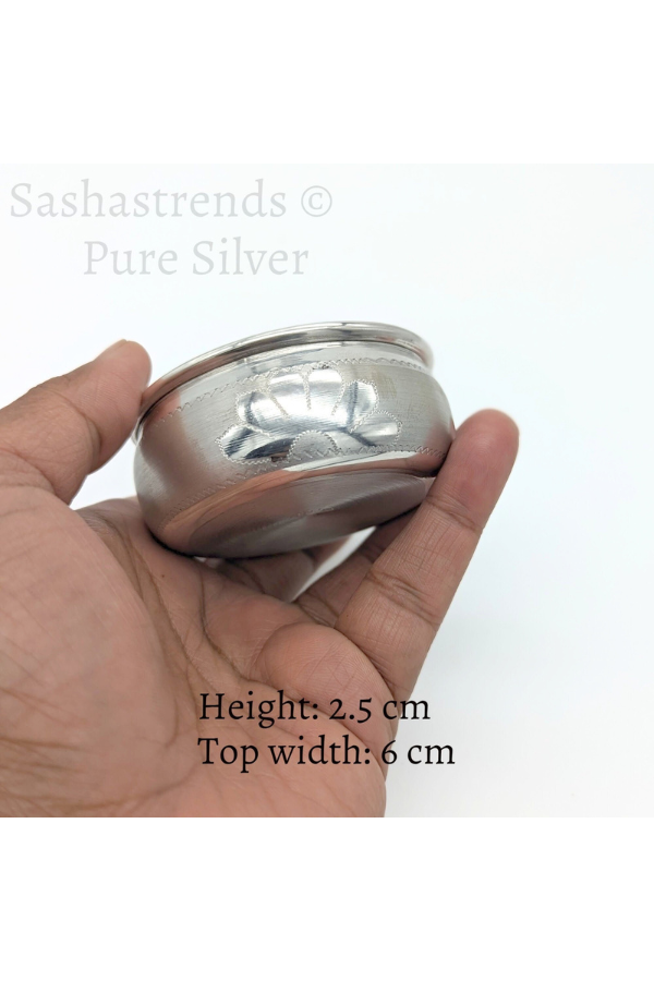 Pure silver bowl - Wide bottom and top- Silver gift items- Silver Pooja Items for Home, Return Gift for Navarathri, Wedding, & Housewarming