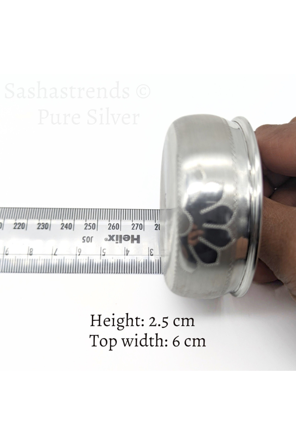 Pure silver bowl - Wide bottom and top- Silver gift items- Silver Pooja Items for Home, Return Gift for Navarathri, Wedding, & Housewarming