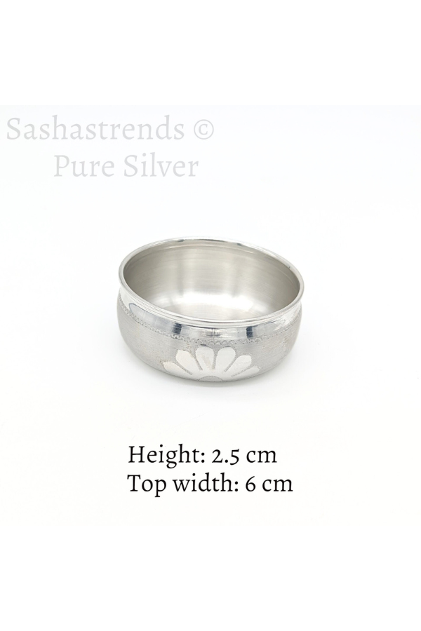 Pure silver bowl - Wide bottom and top- Silver gift items- Silver Pooja Items for Home, Return Gift for Navarathri, Wedding, & Housewarming