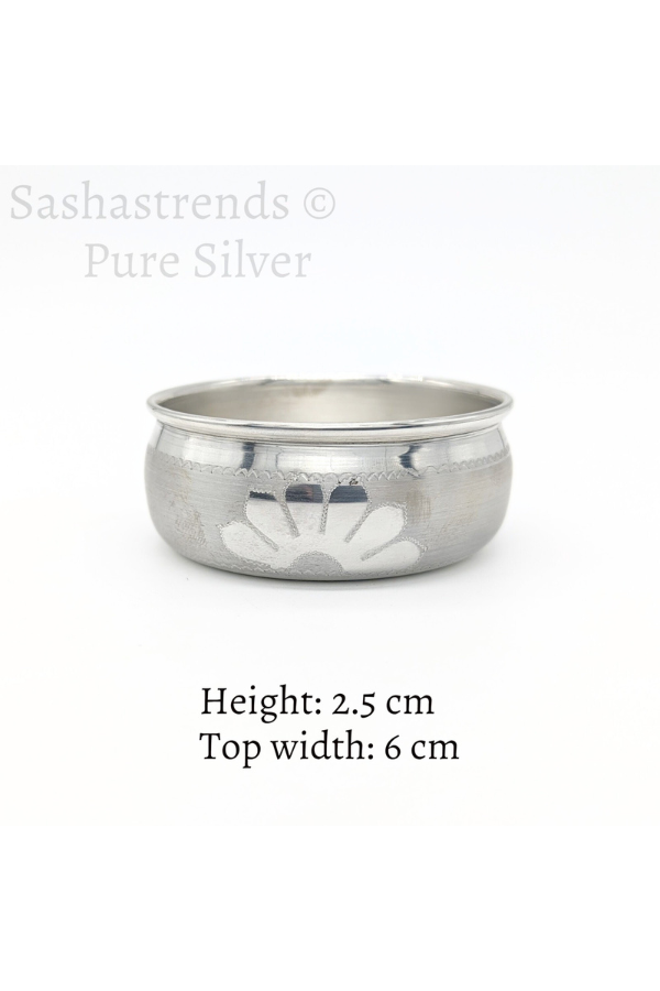 Pure silver bowl - Wide bottom and top- Silver gift items- Silver Pooja Items for Home, Return Gift for Navarathri, Wedding, & Housewarming