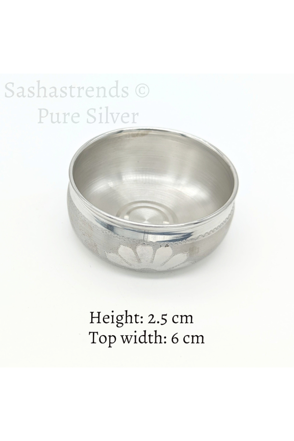 Pure silver bowl - Wide bottom and top- Silver gift items- Silver Pooja Items for Home, Return Gift for Navarathri, Wedding, & Housewarming