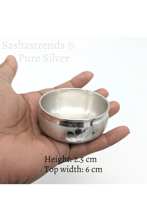 Pure silver bowl - Wide bottom and top- Silver gift items- Silver Pooja Items for Home, Return Gift for Navarathri, Wedding, & Housewarming
