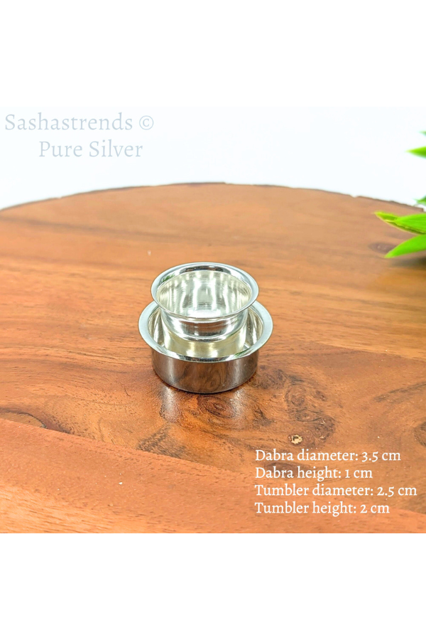 Pure silver dabra set -mini dabra set- Silver toy set - pooja items for home, return gift for navarathri, wedding & housewarming