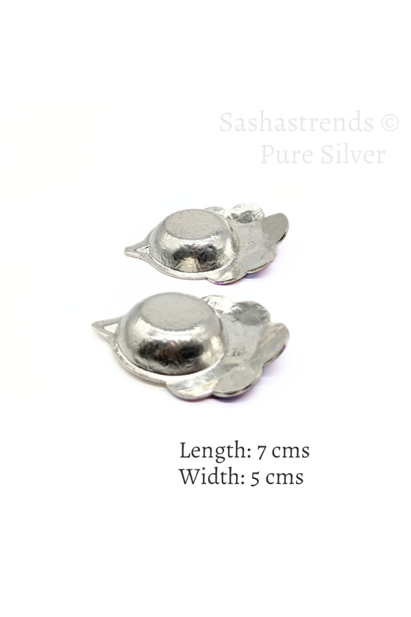 Pure silver diya - 925 silver Peacock style diya- 925 silver gift items - silver return gift for Navratri & housewarming