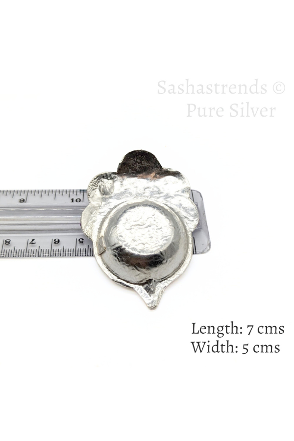Pure silver diya - 925 silver Peacock style diya- 925 silver gift items - silver return gift for Navratri & housewarming