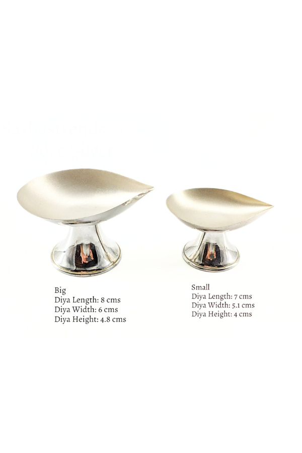 Pure silver matt & shiny blend diya -silver gift items- silver pooja items for home, return gift for navarathri, wedding, and housewarming