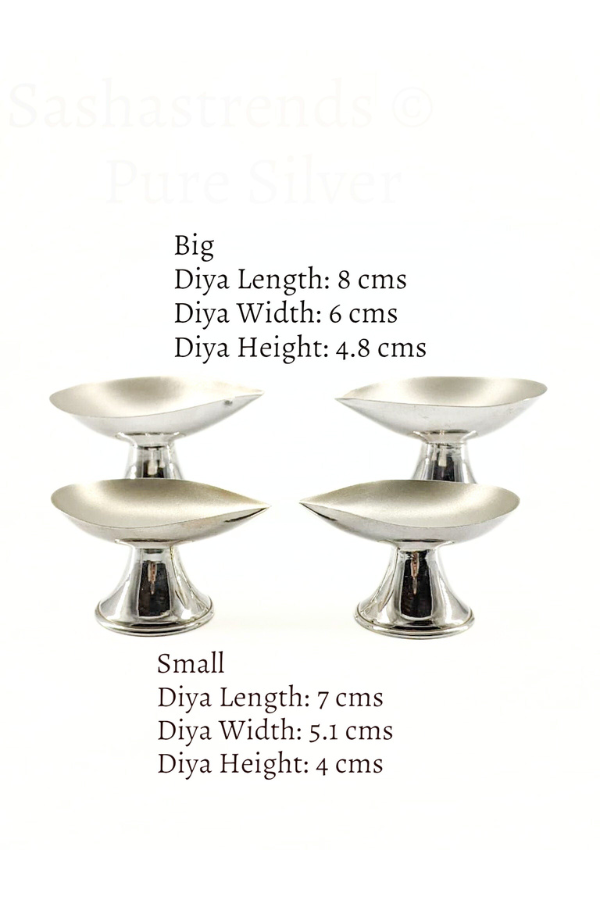 Pure silver matt & shiny blend diya -silver gift items- silver pooja items for home, return gift for navarathri, wedding, and housewarming