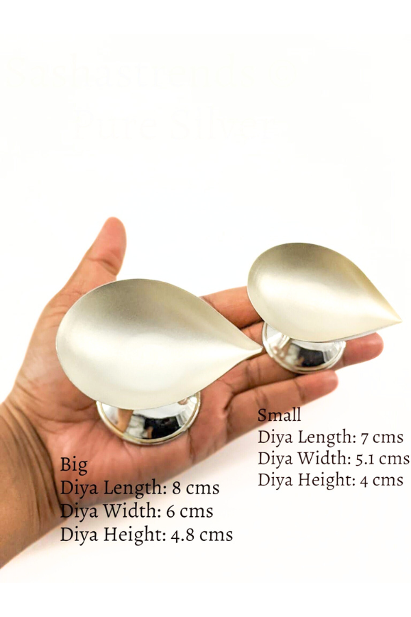 Pure silver matt & shiny blend diya -silver gift items- silver pooja items for home, return gift for navarathri, wedding, and housewarming