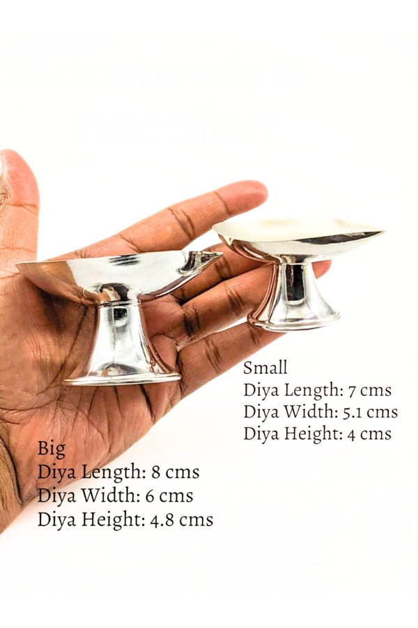 Pure silver matt & shiny blend diya -silver gift items- silver pooja items for home, return gift for navarathri, wedding, and housewarming