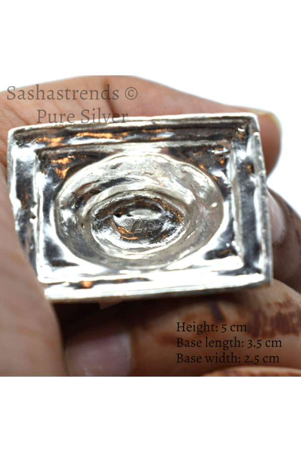 Pure silver statue - 925 silver hollow Ganesha idol seated on Peeta- 925 silver gift items - silver return gift for Navratri & housewarming