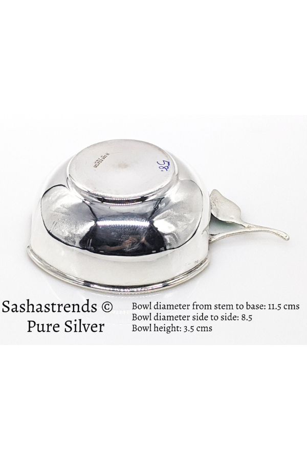 Pure silver sturdy apple shaped bowl 8.5cm diameter- silver babies feeding bowl-silver gift items for birthday, gifts wedding & housewarming