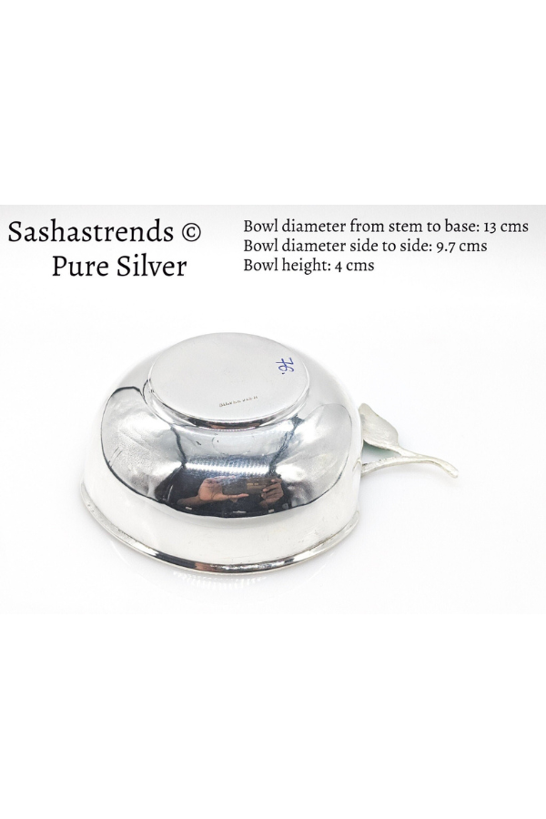 Pure silver sturdy apple shaped bowl 9.7 diameter- silver babies feeding bowl- silver gift items for birthday, gifts wedding & housewarming
