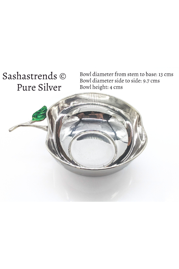 Pure silver sturdy apple shaped bowl 9.7 diameter- silver babies feeding bowl- silver gift items for birthday, gifts wedding & housewarming