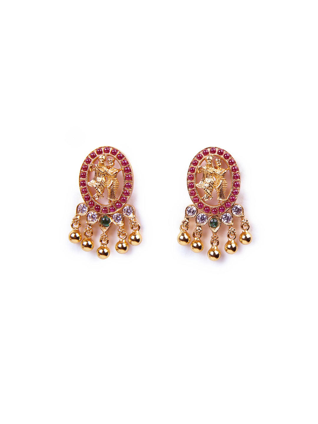 Radhakrishna Stud - 925 silver gold polish