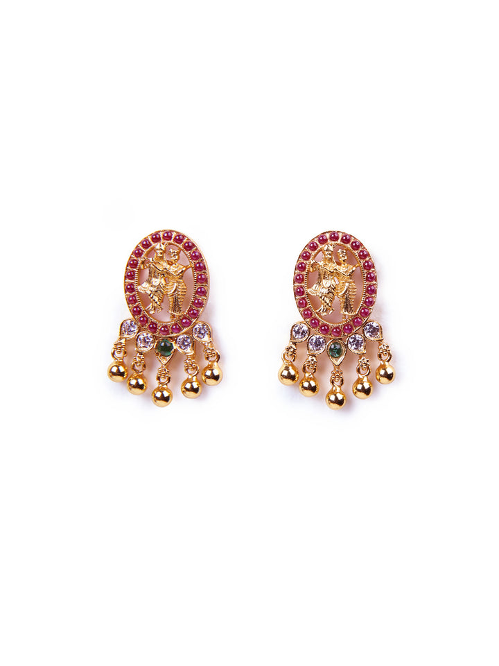 Radhakrishna Stud - 925 silver gold polish