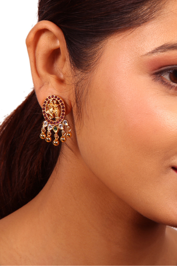 Radhakrishna Stud - 925 silver gold polish