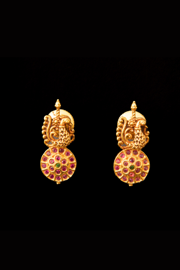 Radhi Red Stone Necklace - 925 silver gold polish