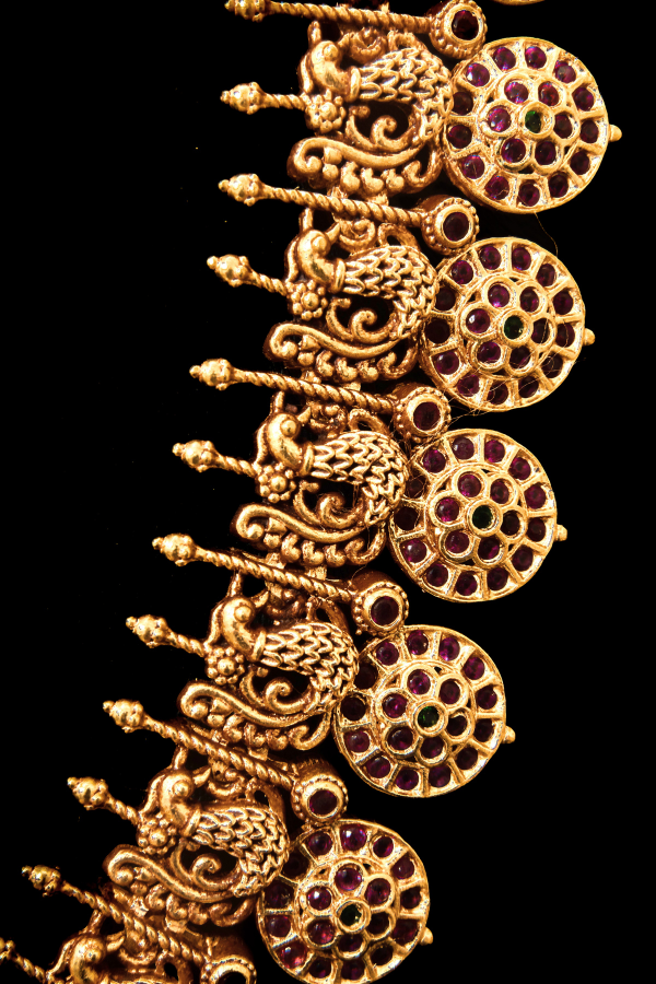 Radhi Red Stone Necklace - 925 silver gold polish