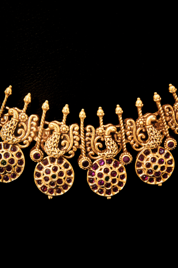 Radhi Red Stone Necklace - 925 silver gold polish