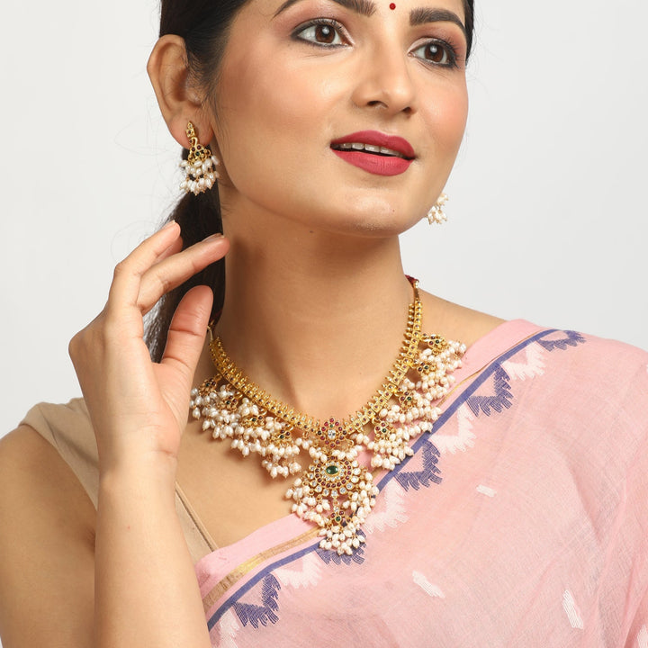 Ragavi Necklace - 925 silver gold polish