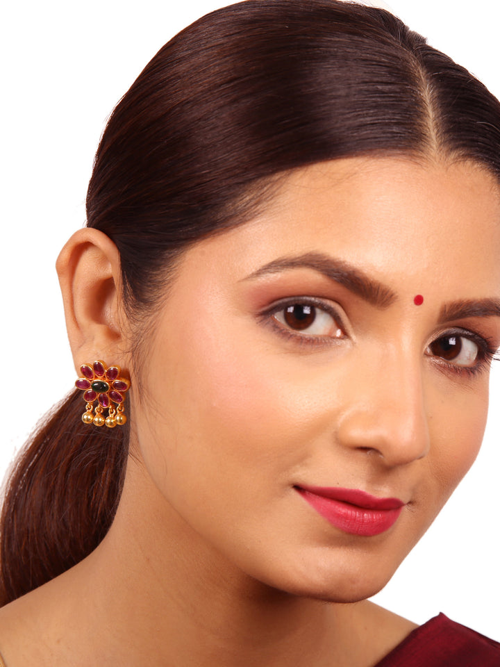 Rajshri Stud-925 silver gold polish-Earring