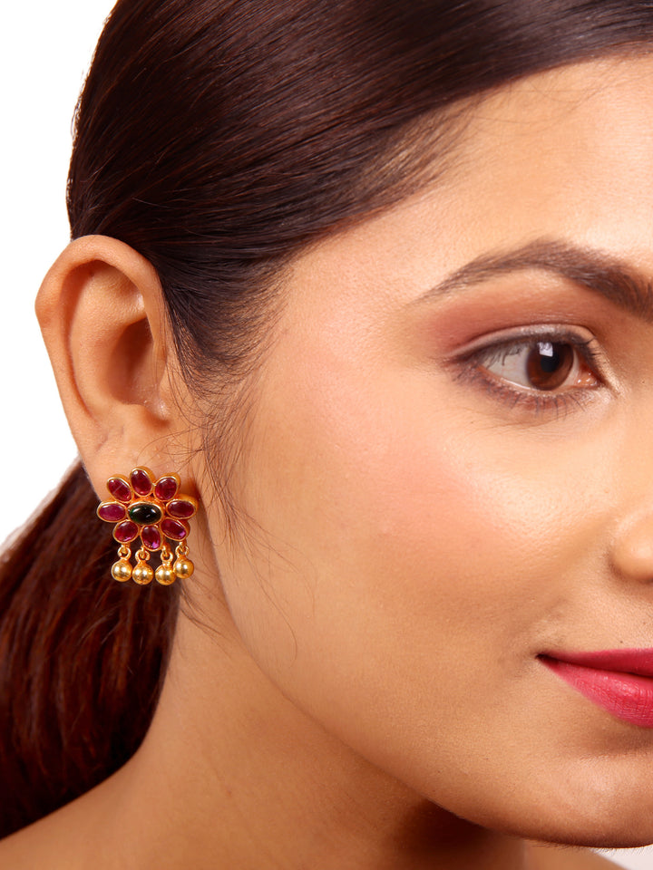 Rajshri Stud-925 silver gold polish-Earring