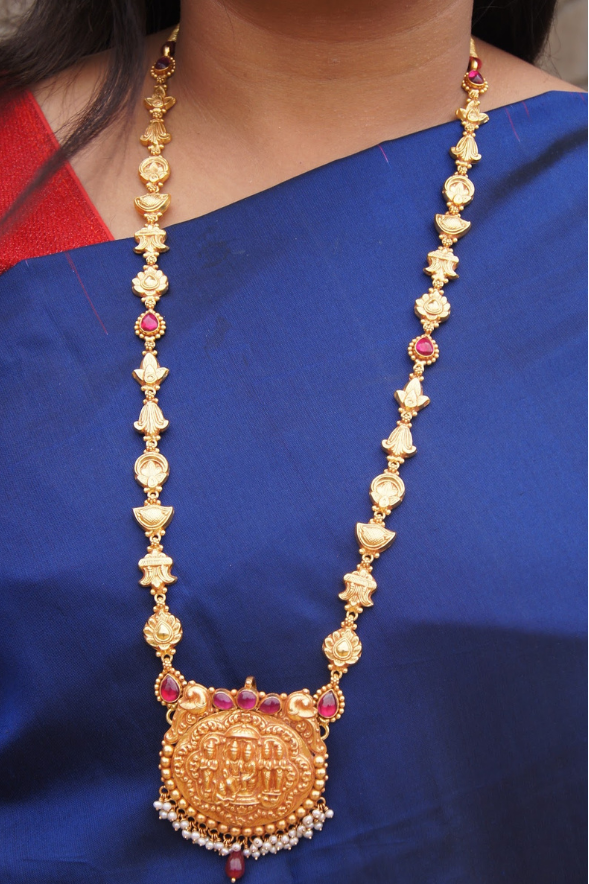 Rama Pattabhishekam Necklace - 925 Silver gold polish