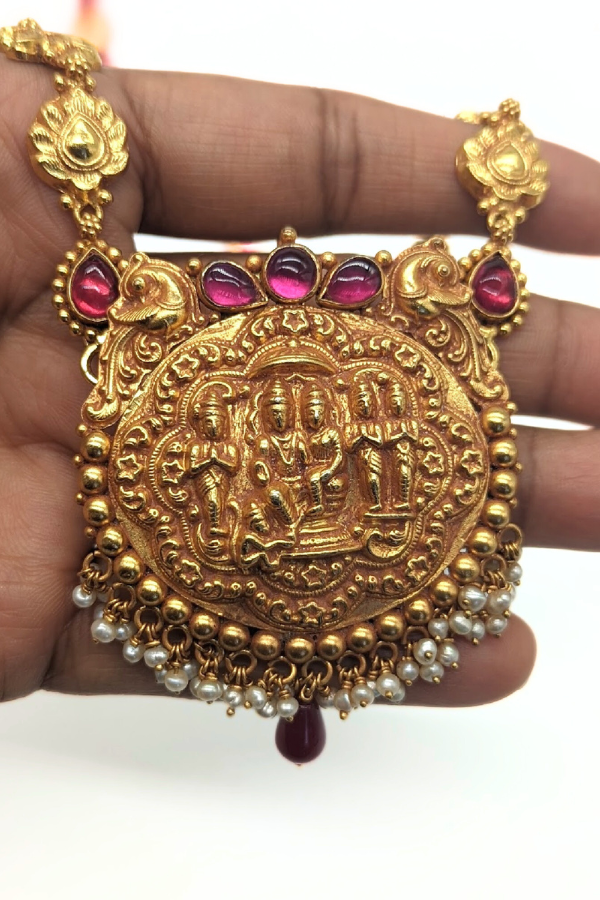 Rama Pattabhishekam Necklace - 925 Silver gold polish