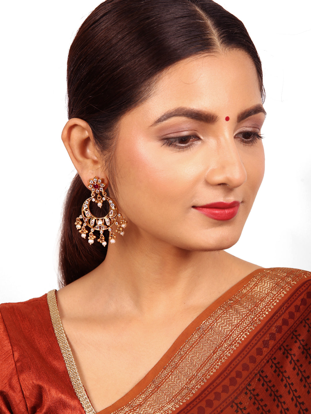 Ray chaandbali Earring - 925 silver gold polish