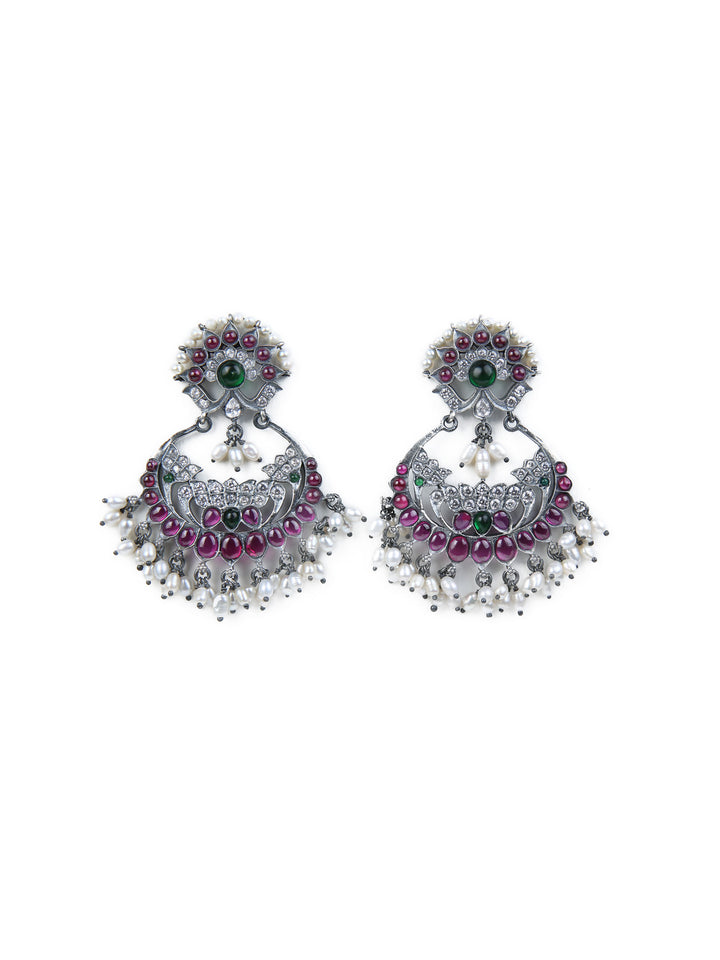 Rinu Chaandbali - 925 silver oxidized - Earrings