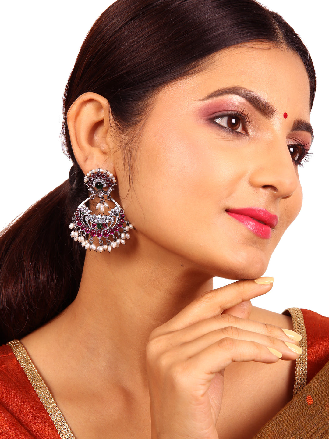 Rinu Chaandbali - 925 silver oxidized - Earrings