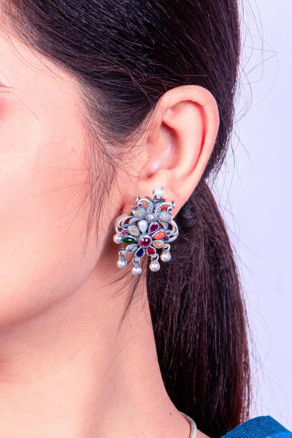 Ruchita Navarathna Necklace - 925 oxidized silver