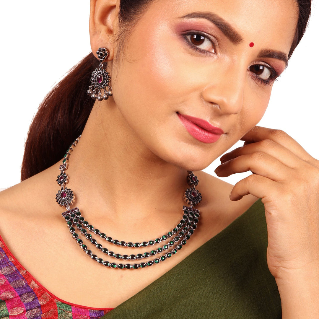 Rudra reversible necklace - 925 oxidized silver