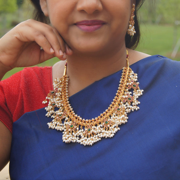 Rupali Guttapusalu Necklace - 925 silver gold polish