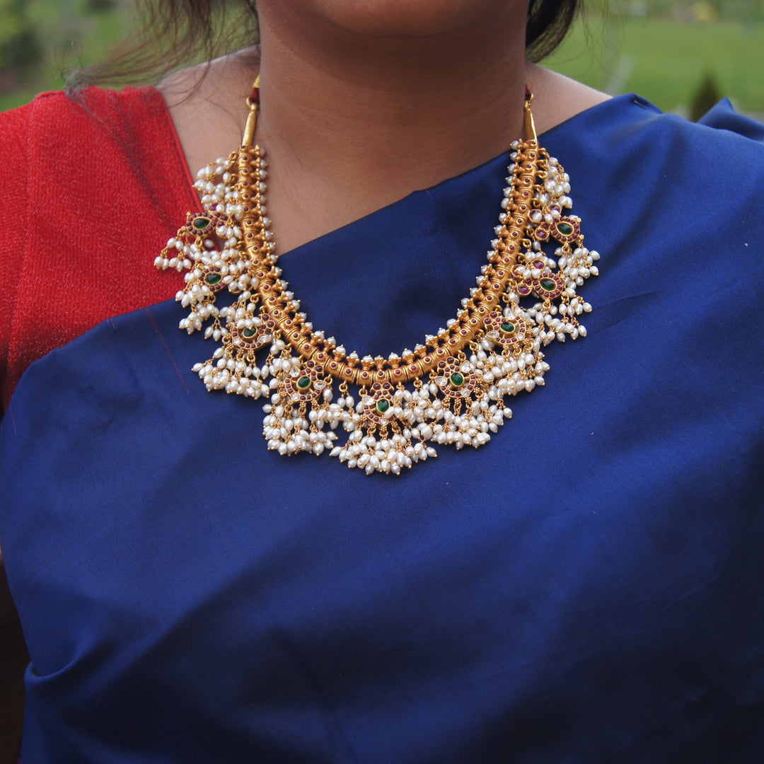 Rupali Guttapusalu Necklace - 925 silver gold polish