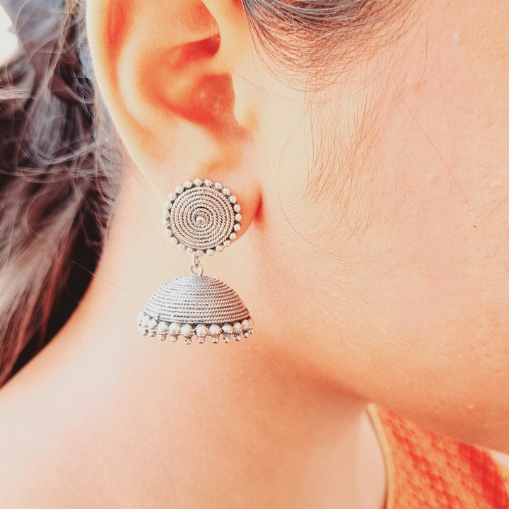 Rutva Jhumka - 925 Silver Oxidized