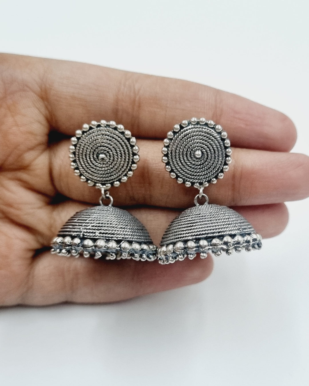 Rutva Jhumka - 925 Silver Oxidized