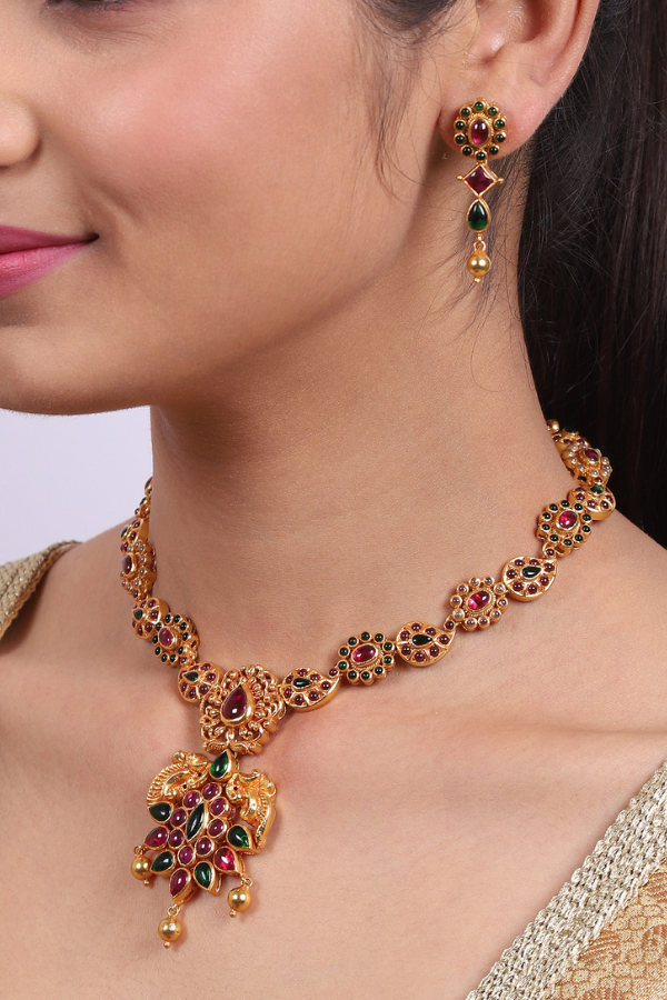Sahana Necklace - 925 silver gold polish