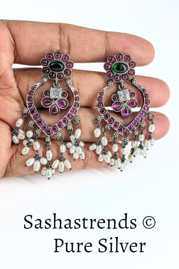 Sangavi Earring - 925 oxidized silver